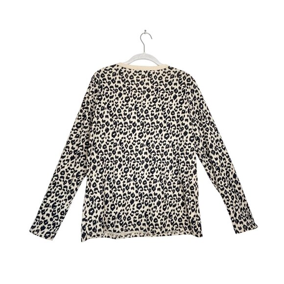 Blooming Jelly Women's Animal Print V-Neck Long Sleeve Top in Cream/Black - Sz M - Picture 2 of 5